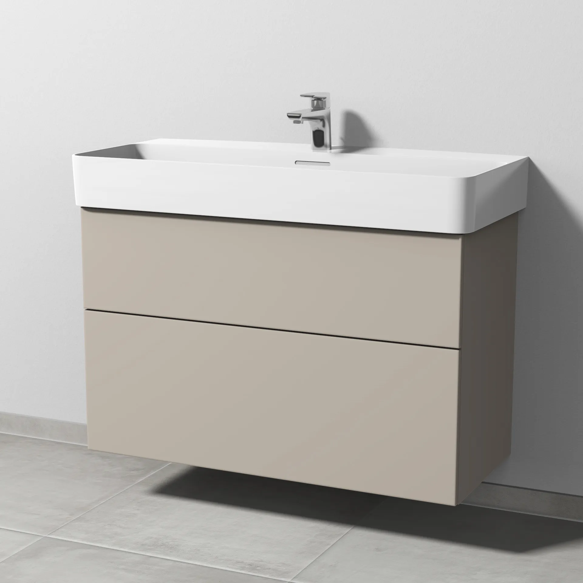 Sanipa Waschtischunterschrank „3way“ passend zu Keramik-Waschtische VAL von Laufen 910 × 588 × 397 mm in Kaschmir (matt)