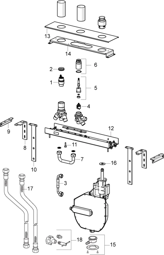 HansaCOMPACT UP-Rohbauset Bade- und Brausearmatur Wannenarmatur Chrom DN20