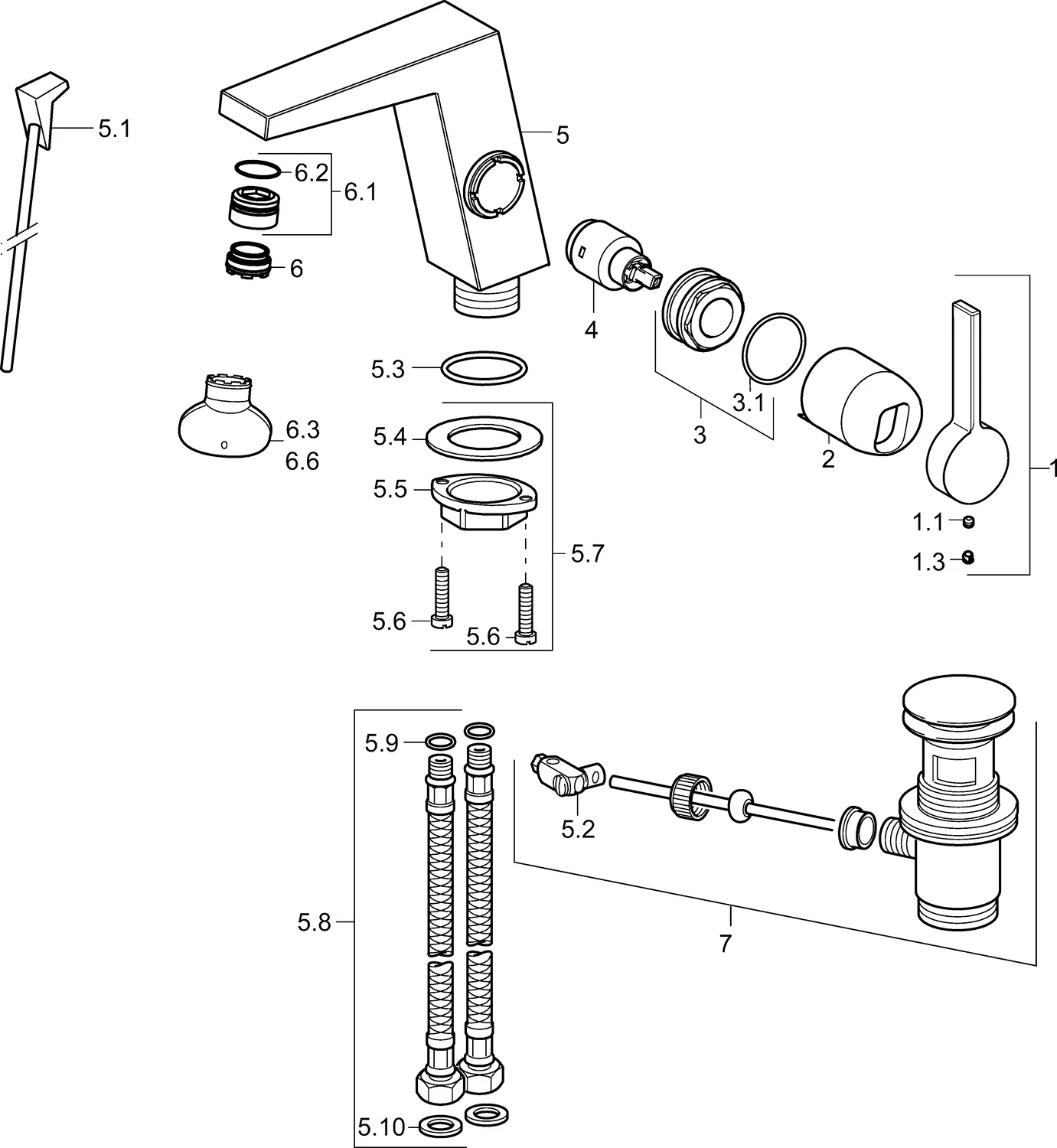 HansaLOFT Waschtischarmatur HansaLOFT 5752 Ausladung 146 mm DN15 Chrom HansaLOFT Waschtischarmatur HansaLOFT 5752 Ausladung 146 mm DN15 Chrom