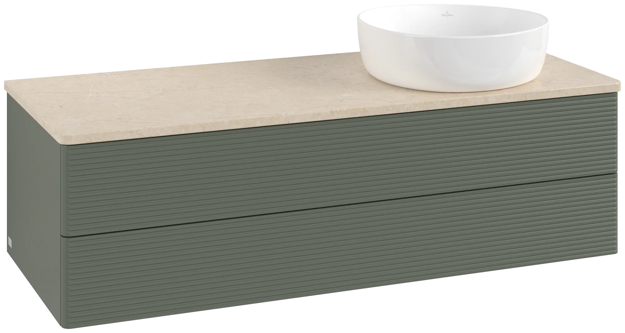 Villeroy & Boch Antao Waschbeckenunterschrank K23_1, 1200 x 360 x 500 mm, Leaf Green Matt Lacquer / Botticino