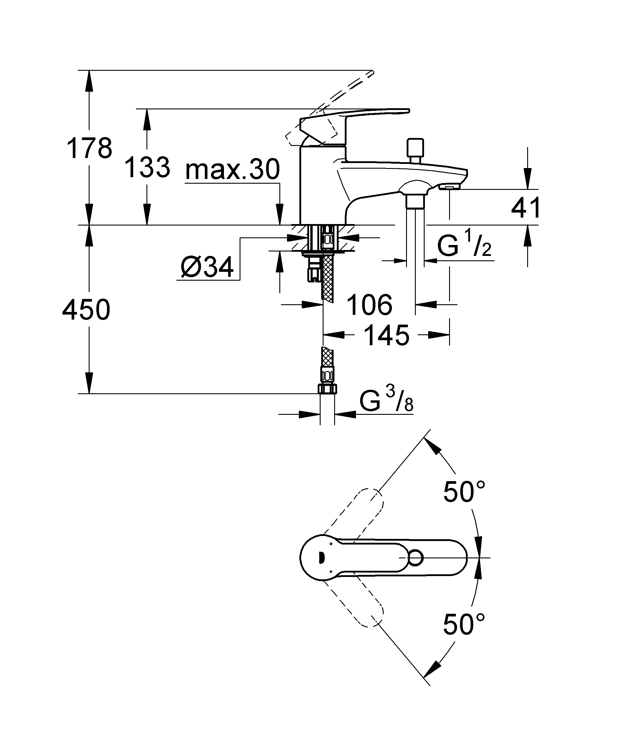 Wannenarmatur „Eurostyle Cosmopolitan“ Ausladung 145 mm