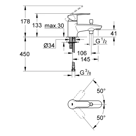 Grohe Eurostyle Cosmopolitan Einhand-Wannenbatterie, ½, Einlochmontage, chrom Grohe Eurostyle Cosmopolitan Einhand-Wannenbatterie, ½, Einlochmontage, chrom