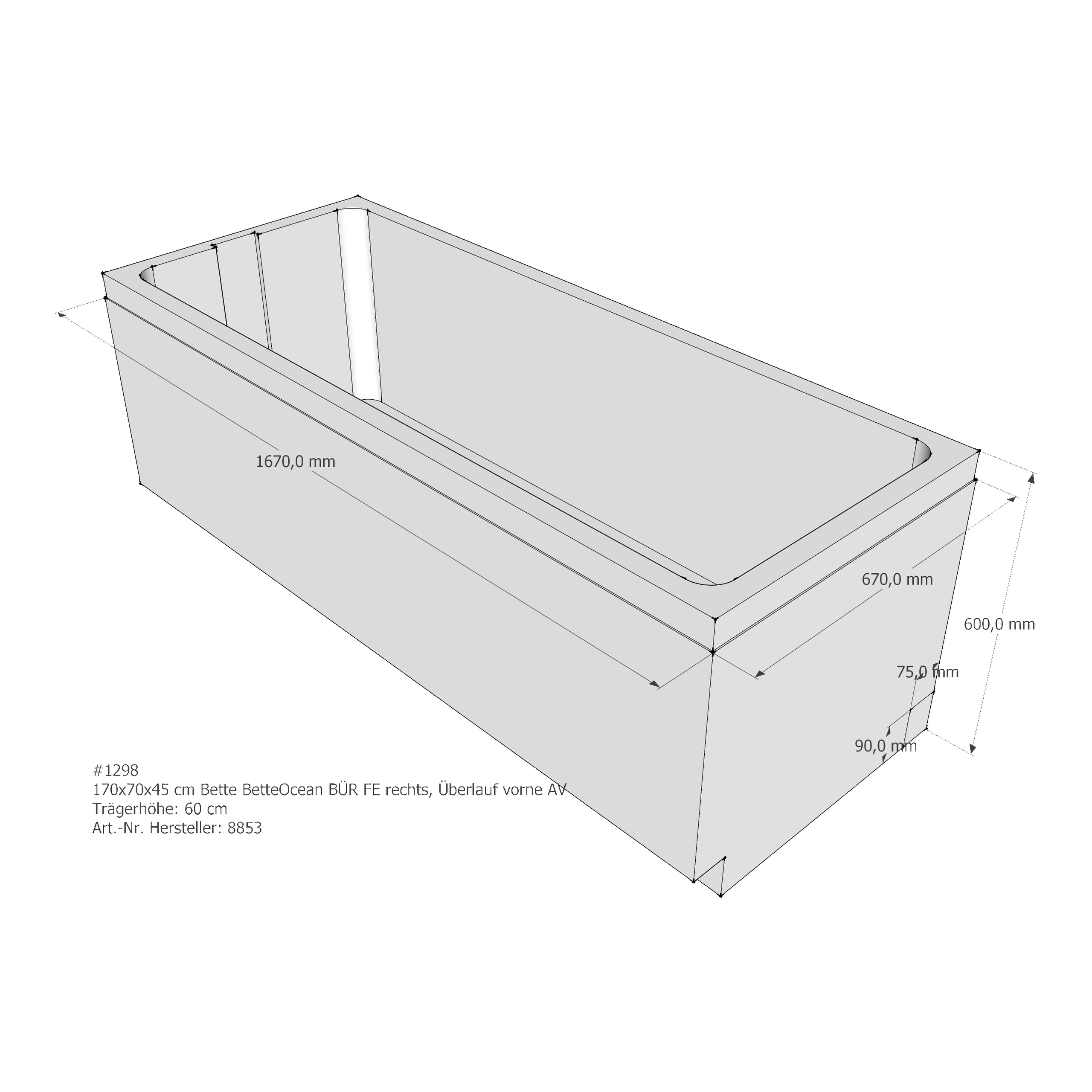 Badewannenträger für Bette Ocean 170 × 70 × 45 cm Badewannenträger für Bette Ocean 170 × 70 × 45 cm
