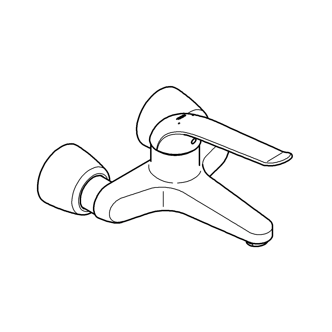 Einhand-Waschtischbatterie Euroeco Special 32779, Wandmontage, Ausladung 221 mm, 46 mm Keramikkartusche, Hebellänge 170 mm, chrom