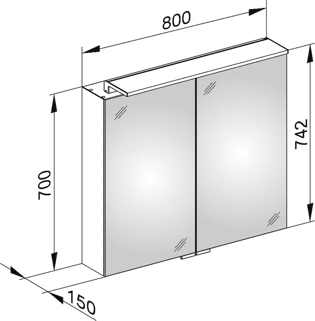 Royal L1 13603171301 Spiegelschrank Royal L1 800 × 742 × 150 mm silber-eloxiert