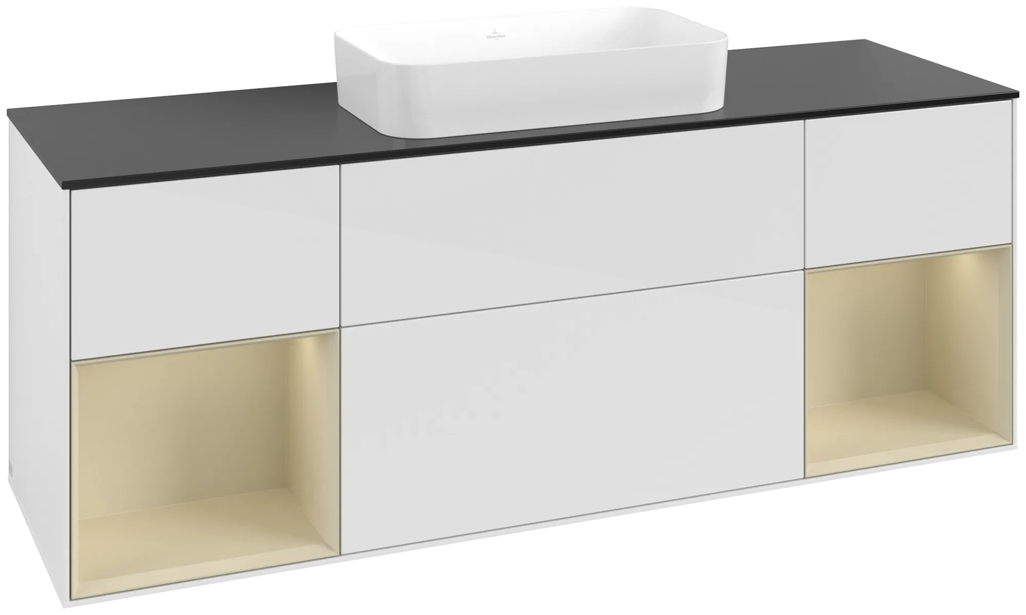 Villeroy & Boch Waschtischunterschrank „Finion“ für Schrankwaschtisch 1600 × 603 × 501 mm Glossy White Lacquer, ohne Hahnlochbohrung, für Becken mittig