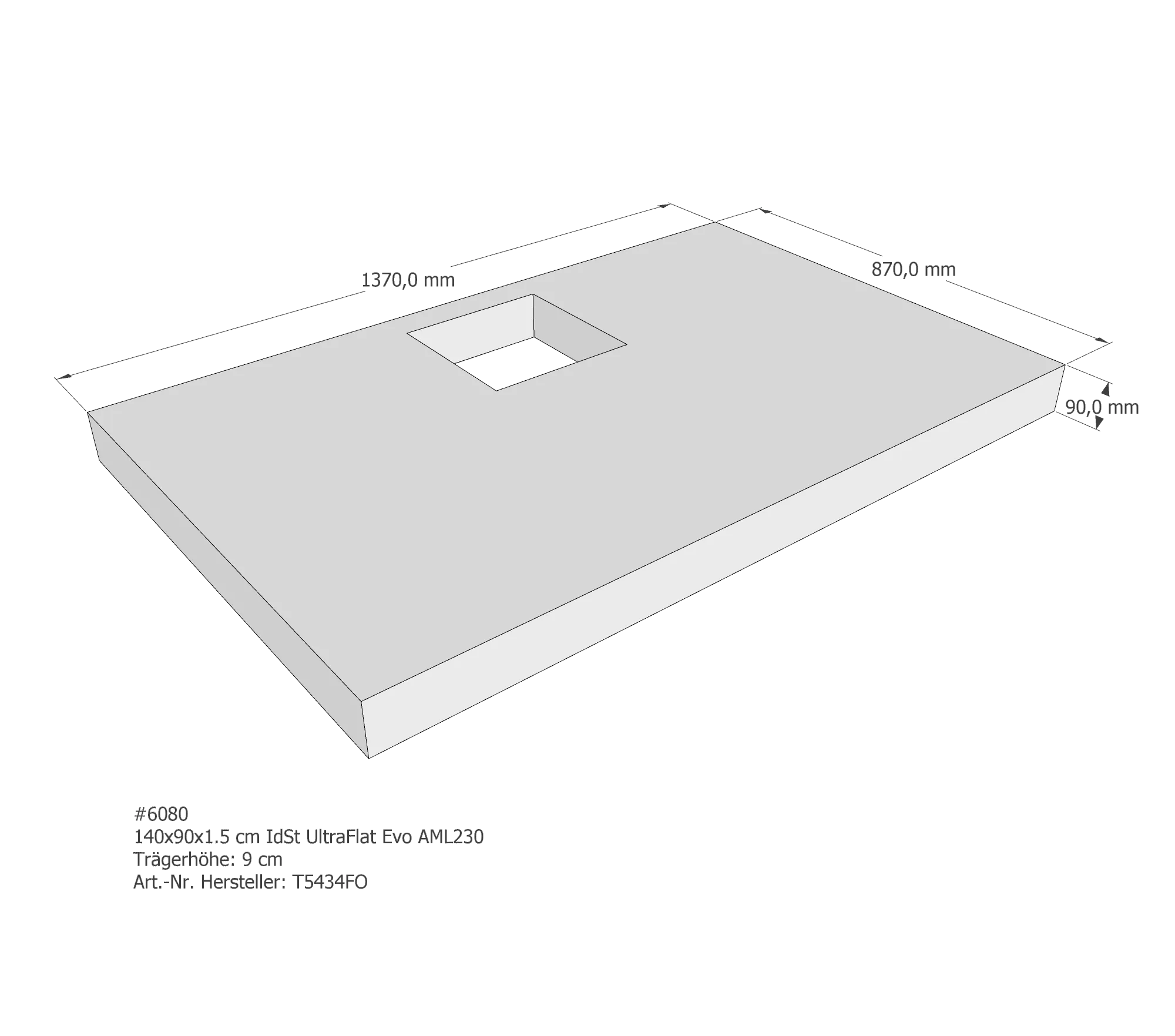 Duschwannenträger passend für Ideal Standard 140 × 90 × 1,5 cm