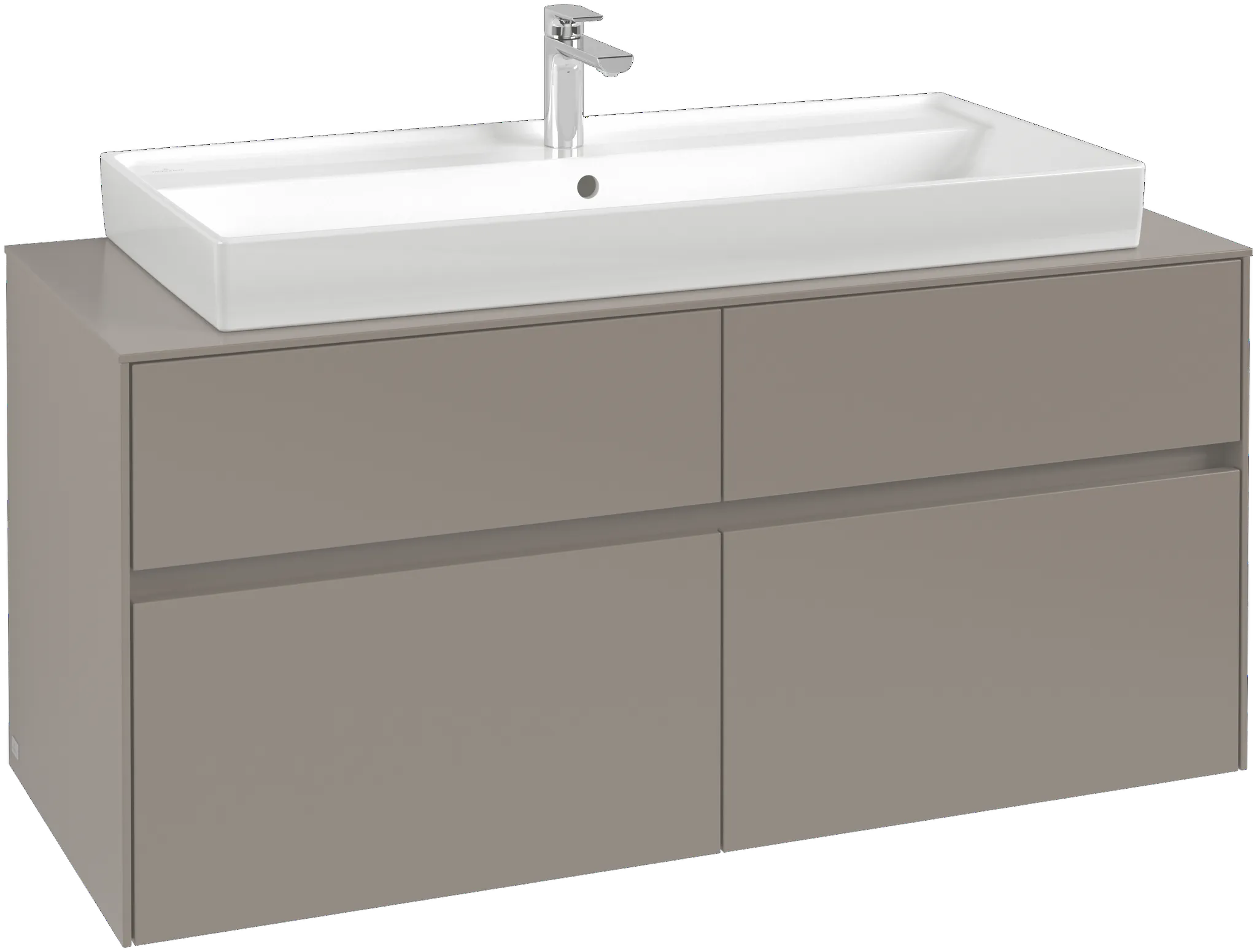 Villeroy & Boch Waschtischunterschrank „Collaro“ 1200 × 548 × 500 mm Glossy Grey, ohne Beleuchtung, für Becken mittig Villeroy & Boch Waschtischunterschrank „Collaro“ 1200 × 548 × 500 mm Glossy Grey, ohne Beleuchtung, für Becken mittig