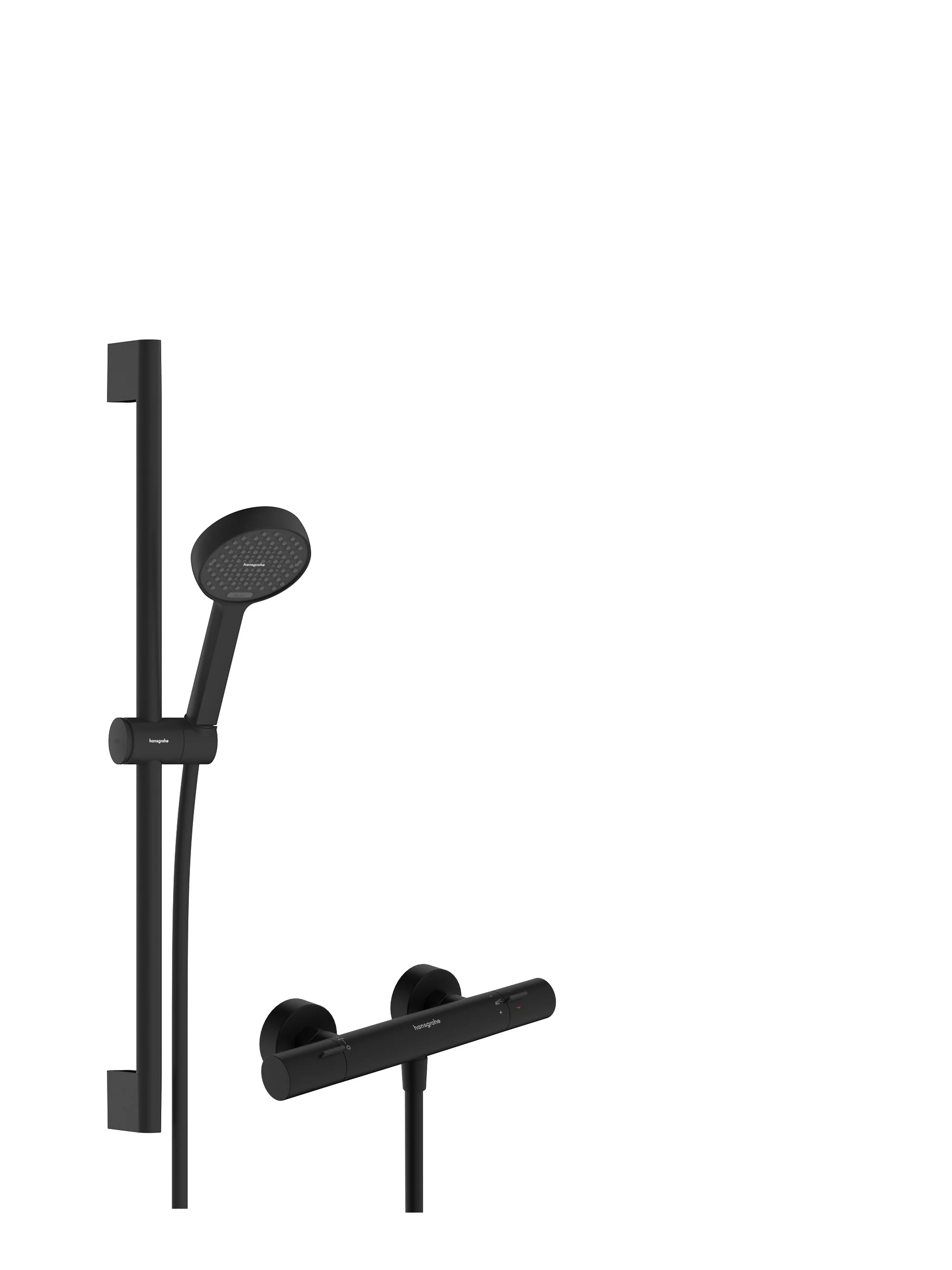 Hansgrohe Activera Select S Brausesystem Aufputz, 95 mm Brausekopf, Mattschwarz, 65 cm Brausestange