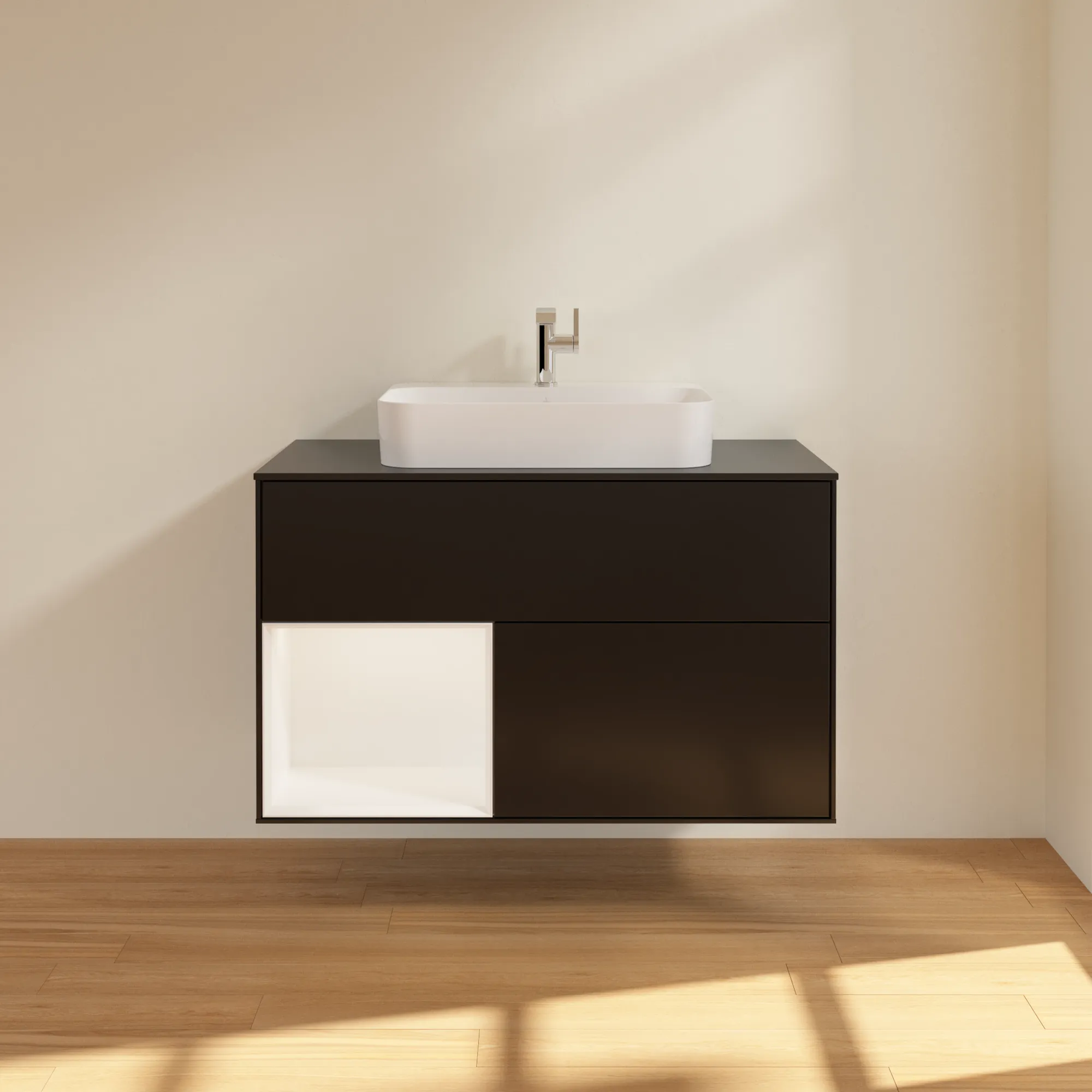 Villeroy & Boch Waschbeckenunterschrank Finion G36, 1000x603x501 mm, Black Matt Lacquer, mit Beleuchtung und Push-to-open Funktion Villeroy & Boch Waschbeckenunterschrank Finion G36, 1000x603x501 mm, Black Matt Lacquer, mit Beleuchtung und Push-to-open Funktion