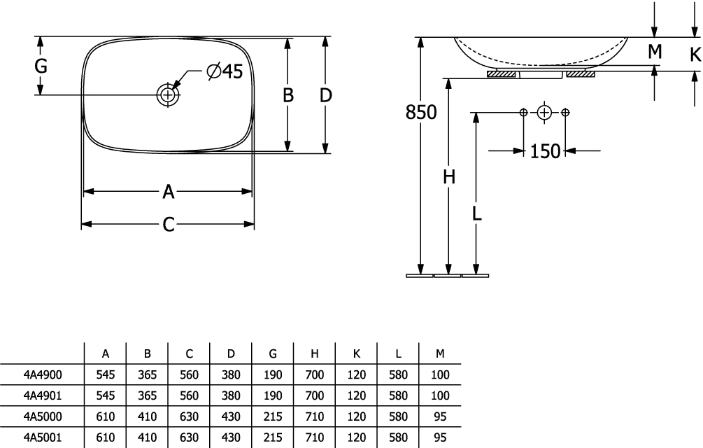 Villeroy & Boch Aufsatzwaschtisch aus TitanCeram „Loop & Friends“ 620 × 420 × 150 mm, ohne Hahnlochbohrung in Weiß Alpin Villeroy & Boch Aufsatzwaschtisch aus TitanCeram „Loop & Friends“ 620 × 420 × 150 mm, ohne Hahnlochbohrung in Weiß Alpin