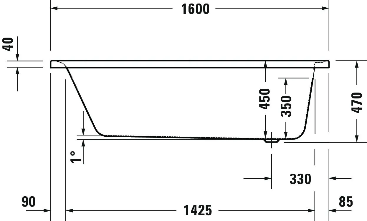 Duravit Badewanne „Soleil by Starck“ rechteck 160 × 70 cm, Fußablauf