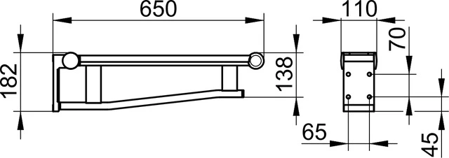 Plan Care 34902170651 Stützklappgriff Waschtisch 650 mm silber-eloxiert/weiß