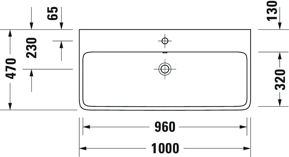 Wandwaschtisch Unterseite glasiert „Qatego“ 100 × 47 × 15 cm, Hahnlochposition mittig Wandwaschtisch Unterseite glasiert „Qatego“ 100 × 47 × 15 cm, Hahnlochposition mittig