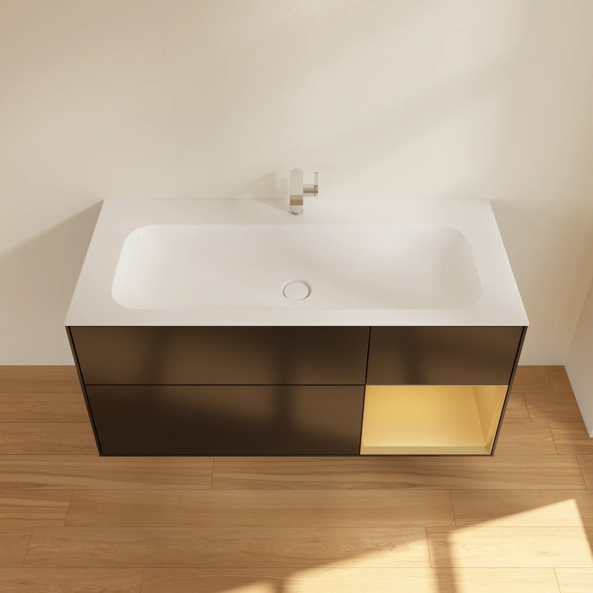 Villeroy & Boch Waschtischunterschrank „Finion“ für Schrankwaschtisch 1196 × 591 × 498 mm Black Matt Lacquer, für Becken mittig Villeroy & Boch Waschtischunterschrank „Finion“ für Schrankwaschtisch 1196 × 591 × 498 mm Black Matt Lacquer, für Becken mittig