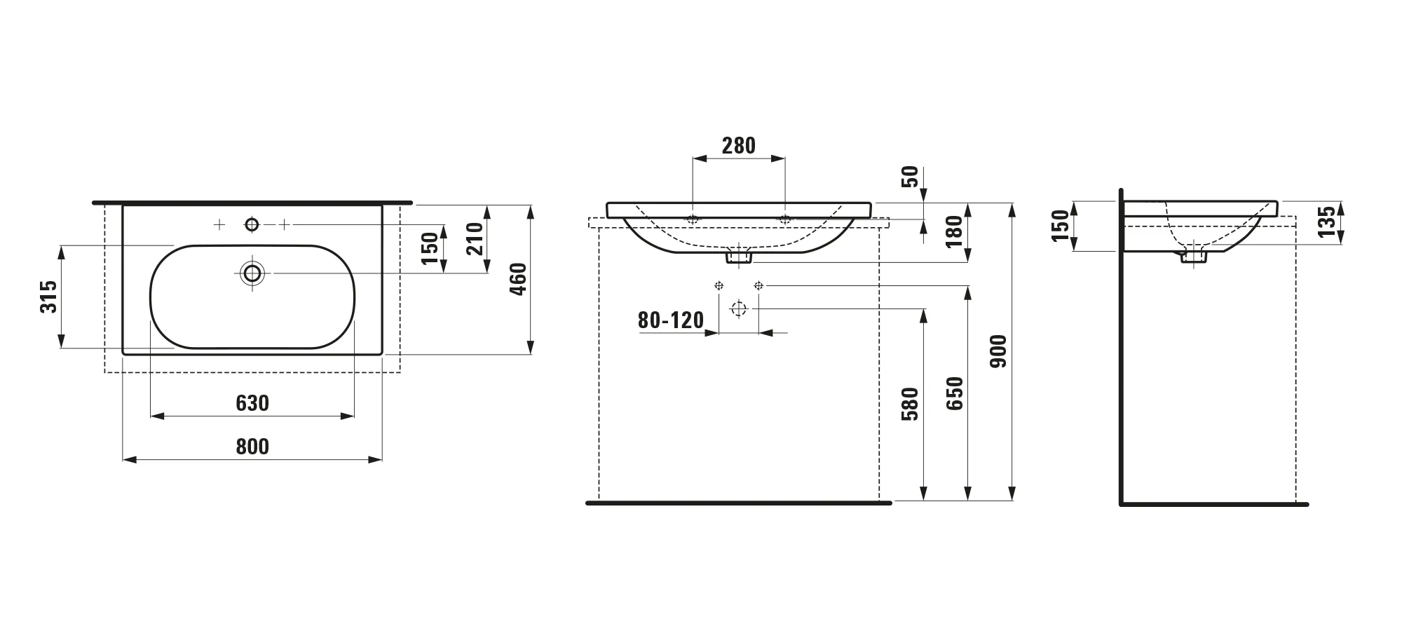 Laufen Aufsatzwaschtisch LUA 460x800x180 1 Hahnloch mit Überlauf weiß Laufen Aufsatzwaschtisch LUA 460x800x180 1 Hahnloch mit Überlauf weiß