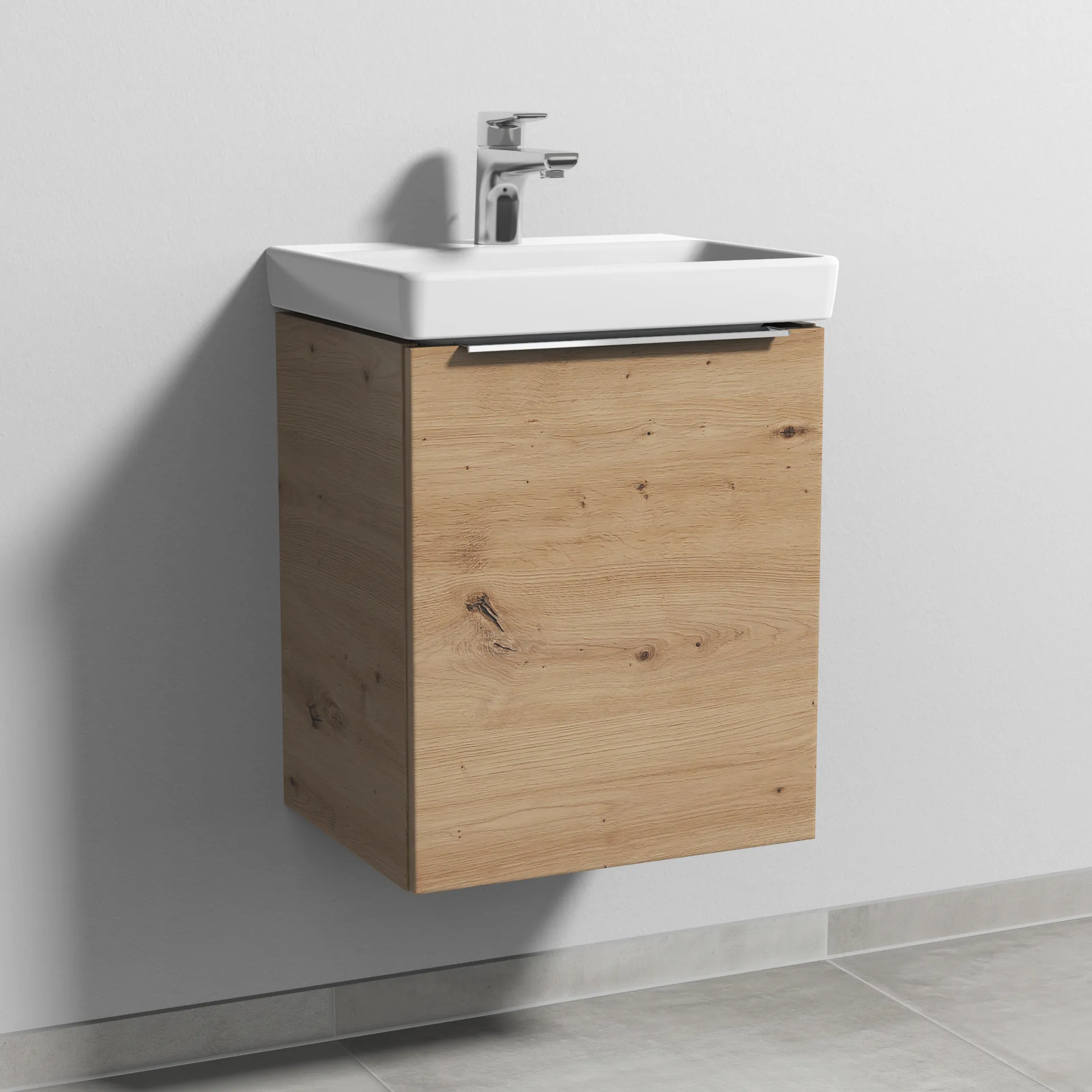Sanipa Waschtischunterschrank „3way“ passend zu Keramik-Waschtische Avento von Villeroy & Boch 430 × 510 × 352 mm in Eiche Natural-Touch, Anschlag