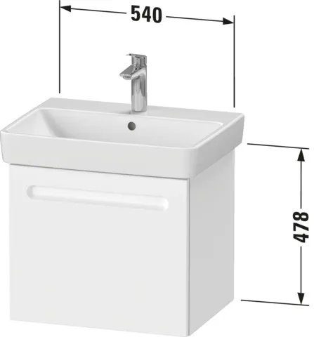 Duravit Waschtischunterschrank wandhängend „No.1“ 54 × 47,8 × 42,6 cm in Beton Matt