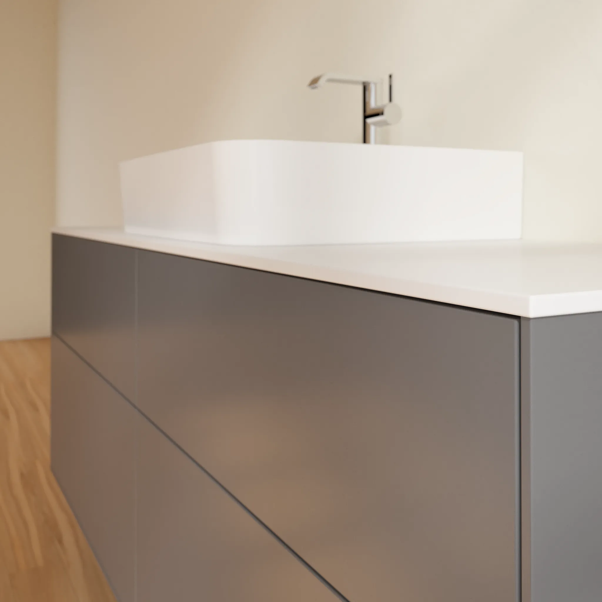 Villeroy & Boch Waschtischunterschrank „Finion“ für Schrankwaschtisch 1600 × 603 × 501 mm Anthracite Matt Lacquer, für Becken mittig