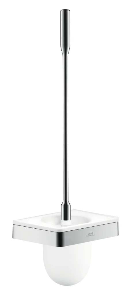 Hansgrohe AXOR Universal Softsquare Toilettenbürstenhalter Wandmontage Chrom, herausnehmbarer Glas-Einsatz, verdeckte Befestigung, Bohrloch-Durchmesser 6 mm