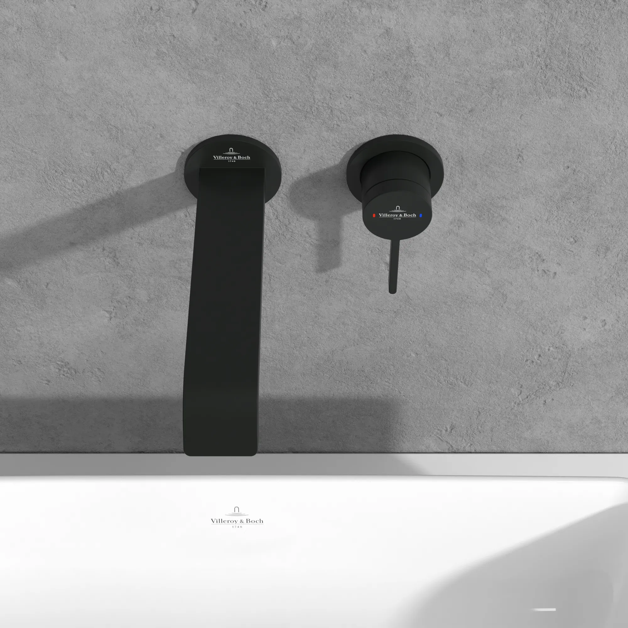 Villeroy & Boch Einhebel-Waschtischarmatur Dawn, 60x60x201 mm, Matt Black, AirPlus, SmartPressure, Wandmontage Villeroy & Boch Einhebel-Waschtischarmatur Dawn, 60x60x201 mm, Matt Black, AirPlus, SmartPressure, Wandmontage