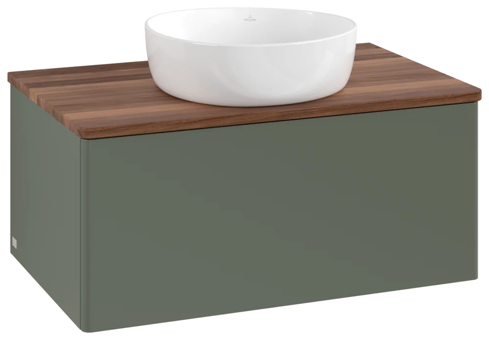 Villeroy & Boch Antao Waschbeckenunterschrank L30_1, 800x360x500mm, Leaf Green Matt Lacquer / Warm Walnut Villeroy & Boch Antao Waschbeckenunterschrank L30_1, 800x360x500mm, Leaf Green Matt Lacquer / Warm Walnut