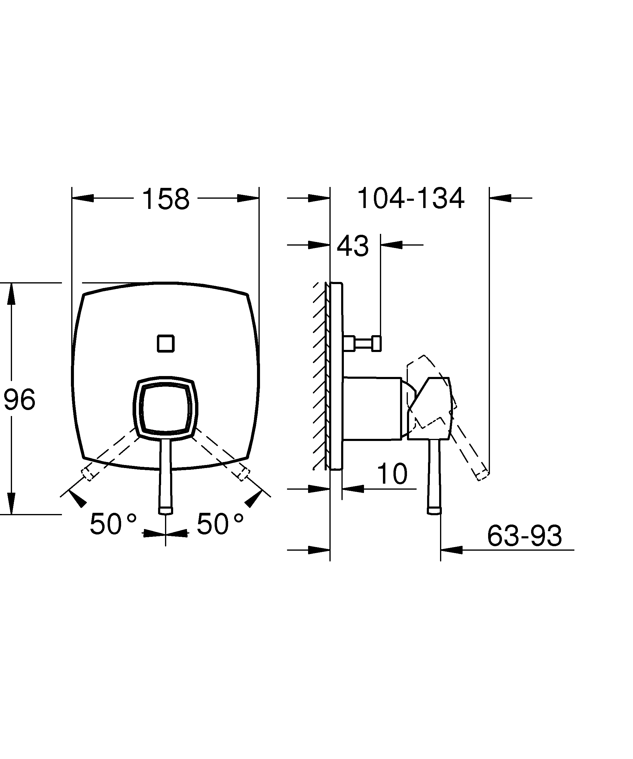 Einhand-Wannenbatterie Grandera 24260, Fertigmontageset für Rapido SmartBox, chrom