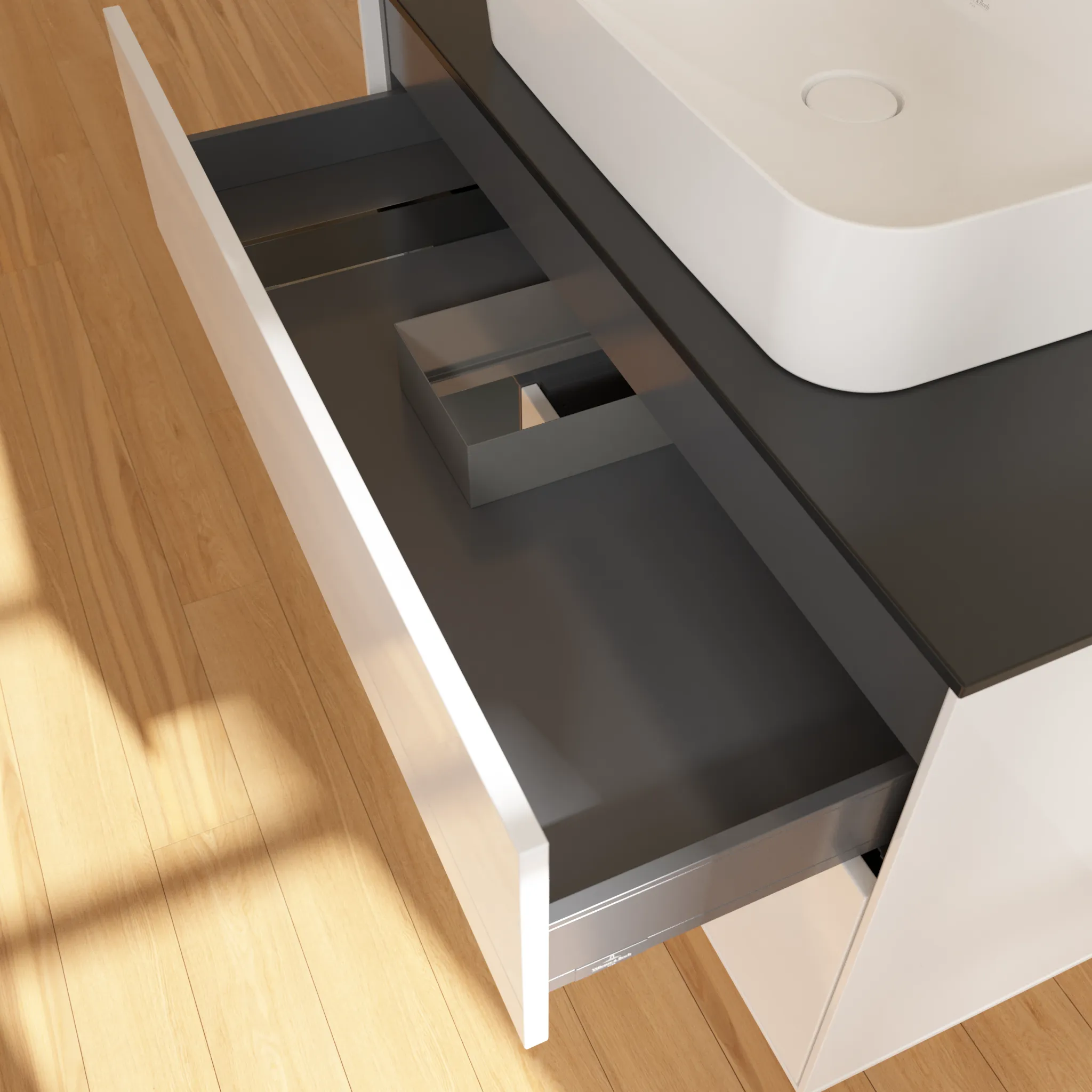 Villeroy & Boch Waschtischunterschrank „Finion“ für Schrankwaschtisch 1000 × 603 × 501 mm Glossy White Lacquer, für Becken mittig Villeroy & Boch Waschtischunterschrank „Finion“ für Schrankwaschtisch 1000 × 603 × 501 mm Glossy White Lacquer, für Becken mittig