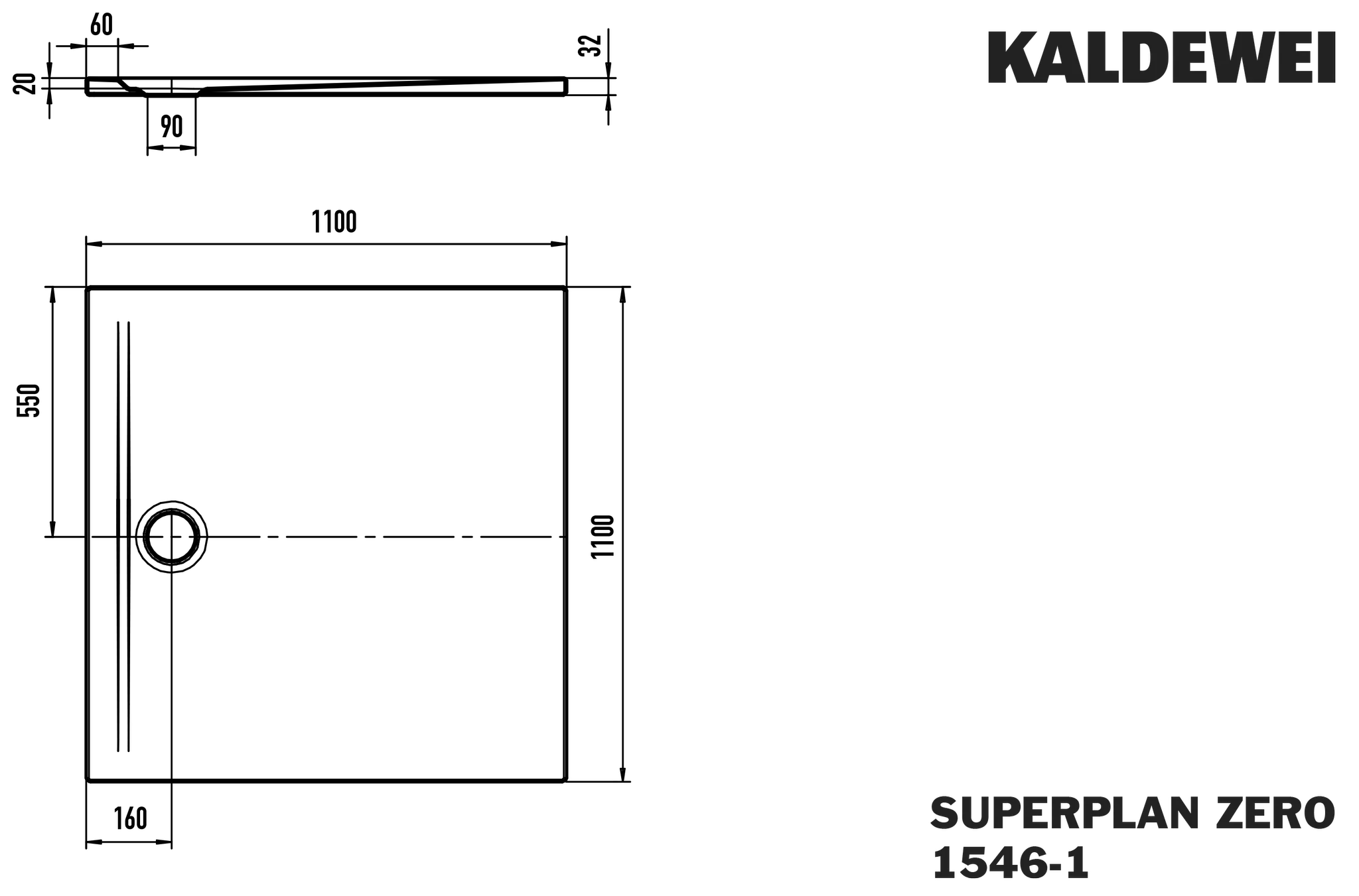 Kaldewei SUPERPLAN ZERO Duschfläche, alpinweiß, 1100x1100 mm, bodeneben, 3-seitig begehbar Kaldewei SUPERPLAN ZERO Duschfläche, alpinweiß, 1100x1100 mm, bodeneben, 3-seitig begehbar