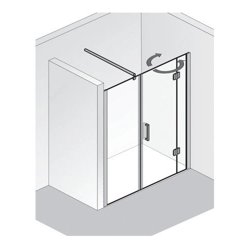 HSK teilgerahmt Raumnische pendelbar 3-teilig „Aperto“ Drehtür mit Festfeld und Seitenteil für Nische Glas Mattglas, Profile Chromoptik (Alu Hochglanz poliert), B: 1600 mm H: 2000 mm HSK teilgerahmt Raumnische pendelbar 3-teilig „Aperto“ Drehtür mit Festfeld und Seitenteil für Nische Glas Mattglas, Profile Chromoptik (Alu Hochglanz poliert), B: 1600 mm H: 2000 mm