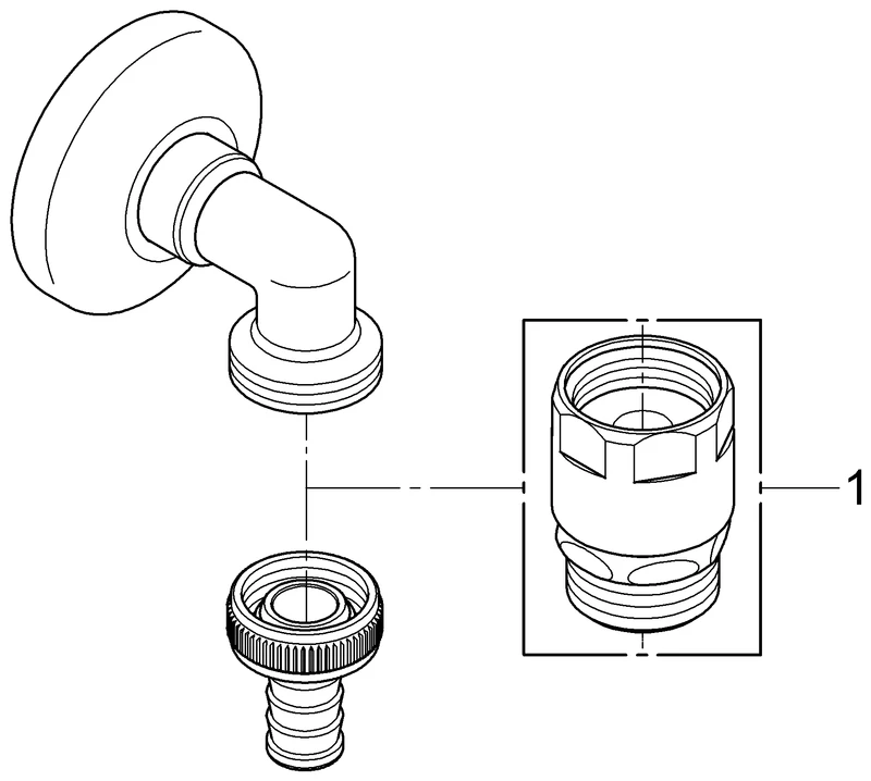 Original WAS Schlauchanschlussbogen 41125, DN 15, Wandmontage, eigensicher, chrom Original WAS Schlauchanschlussbogen 41125, DN 15, Wandmontage, eigensicher, chrom