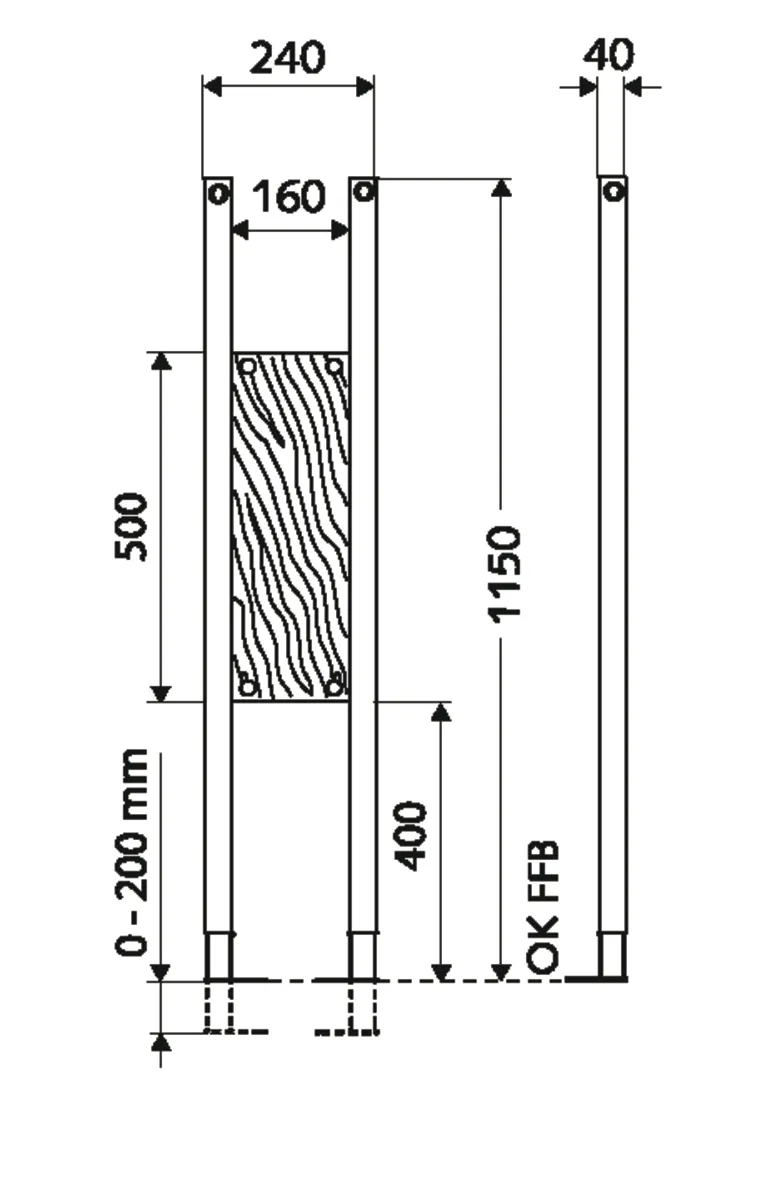 Traglasten-Modul MONTUS, B 24 cm x H 115 cm, Rahmen pulverbeschichtet