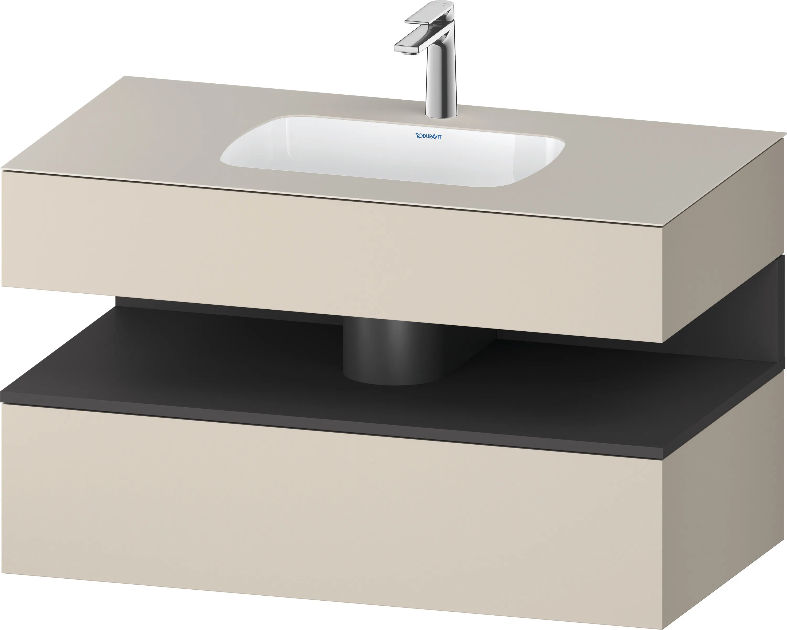 Einbauwaschtisch mit Konsolenwaschtischunterbau „Qatego“ 100 × 55 × 60 cm, mit Beleuchtung