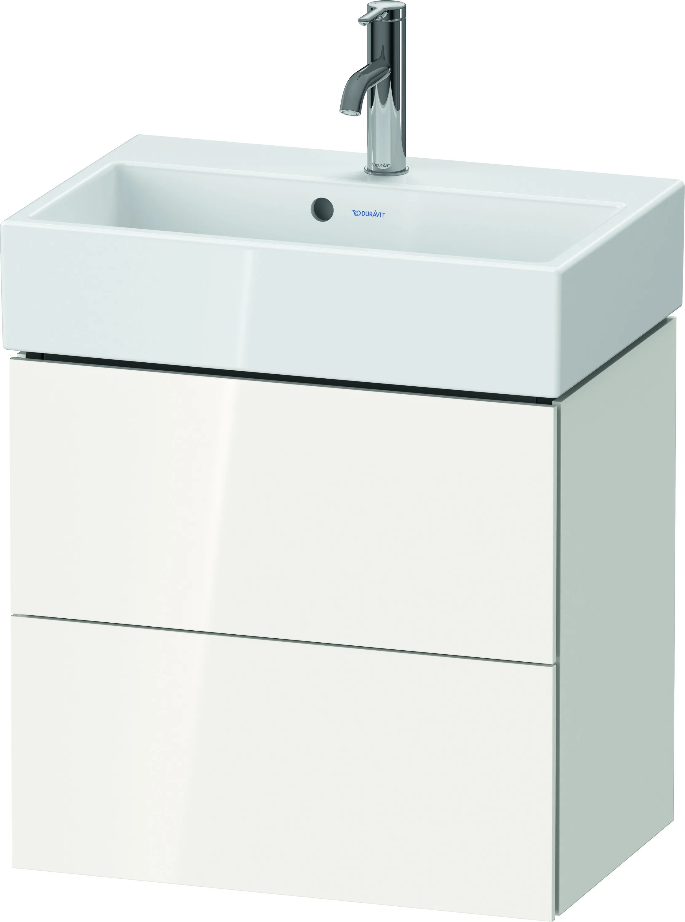 Duravit Waschtischunterschrank wandhängend „L-Cube“ 58,4 × 54,4 × 39,1 cm Weiß Hochglanz