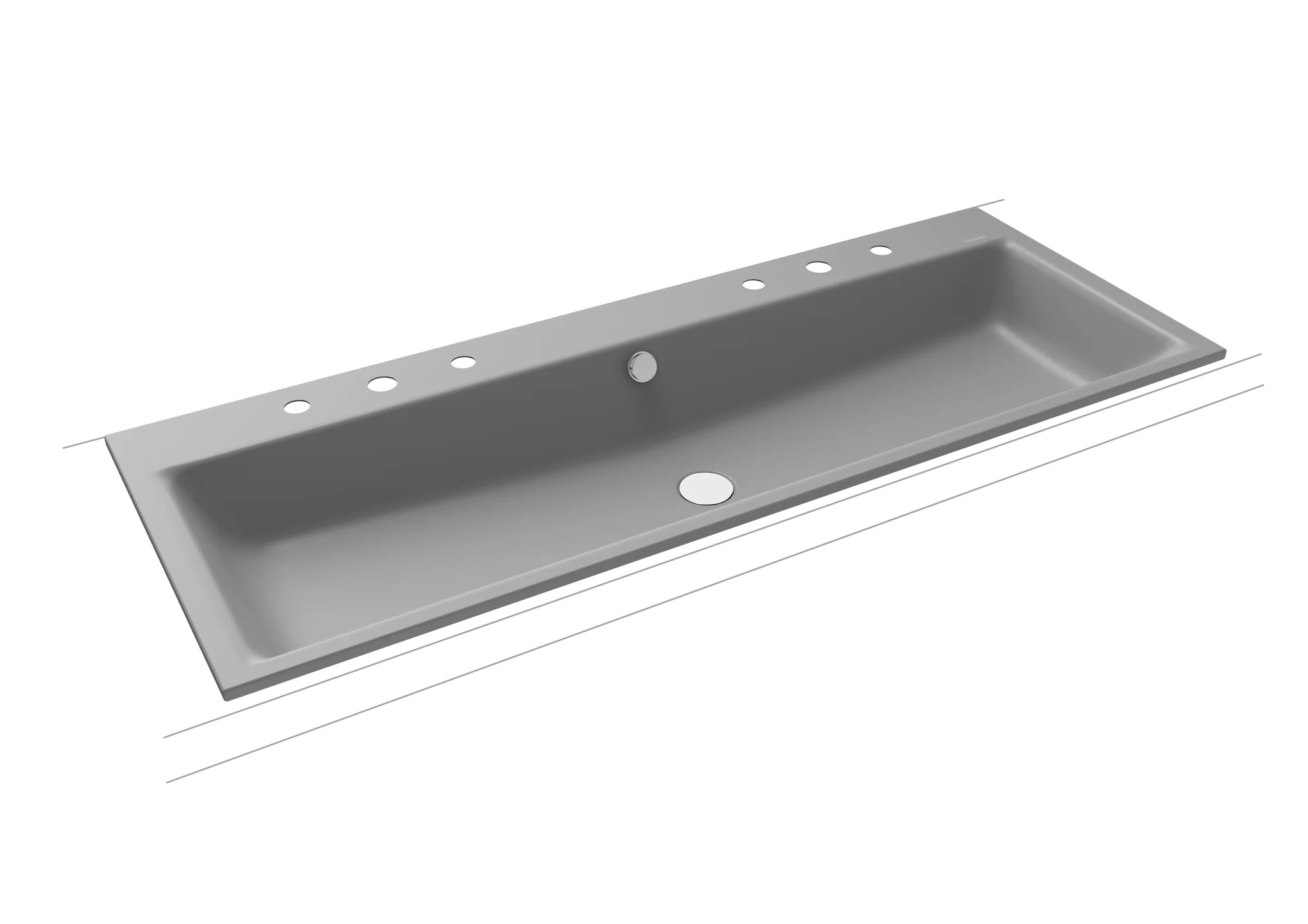 Kaldewei PURO Einbau-Doppelwaschtisch, cool grey 30, Perl-Effekt, Antidröhn, 1200x460 mm, 14 mm Randhöhe, 2x3er Hahnlochbohrung mit Überlauf, alpinweiß
