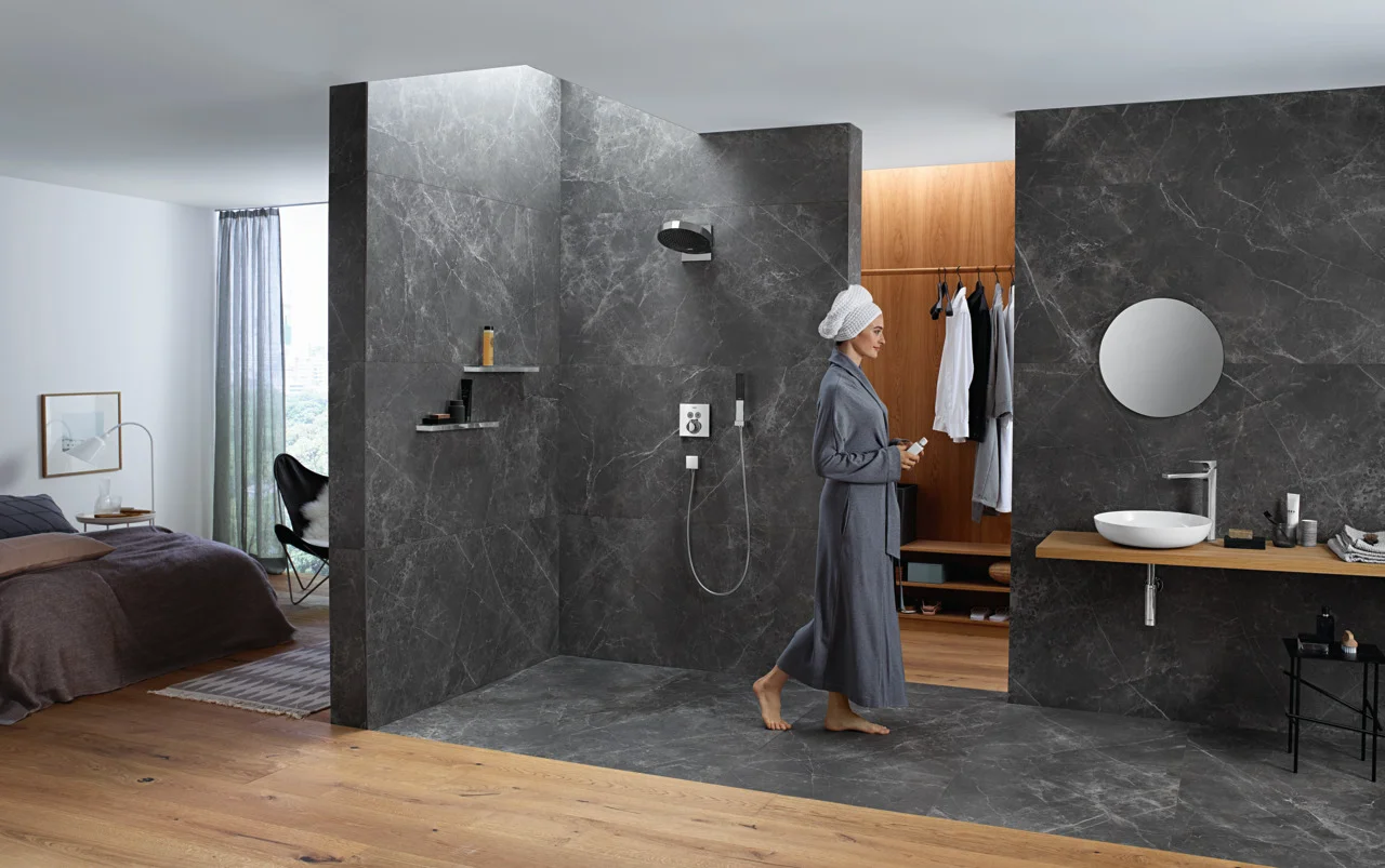 Hansgrohe Rainfinity Stabhandbrause 1jet Chrom, 100 x 38 mm, PowderRain Strahlart, QuickClean, max. Durchfluss 13,8 l/min ab 5,5 l/min, Anschluss G 1/2