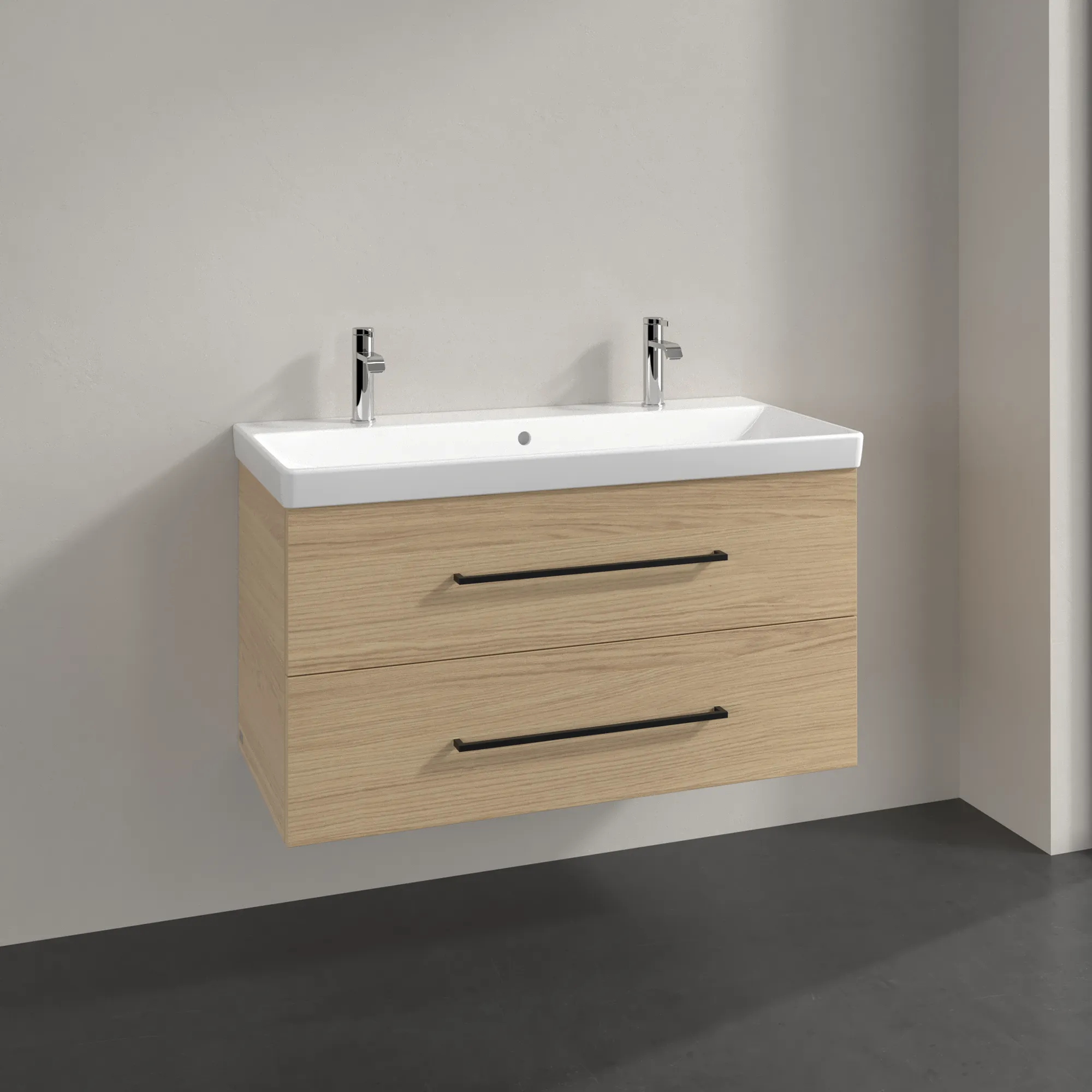 Villeroy & Boch Waschtischunterschrank „Avento“ für Schrankwaschtisch 98 × 51,4 × 45,2 × 45,2 cm Nordic Oak, Soft Closing