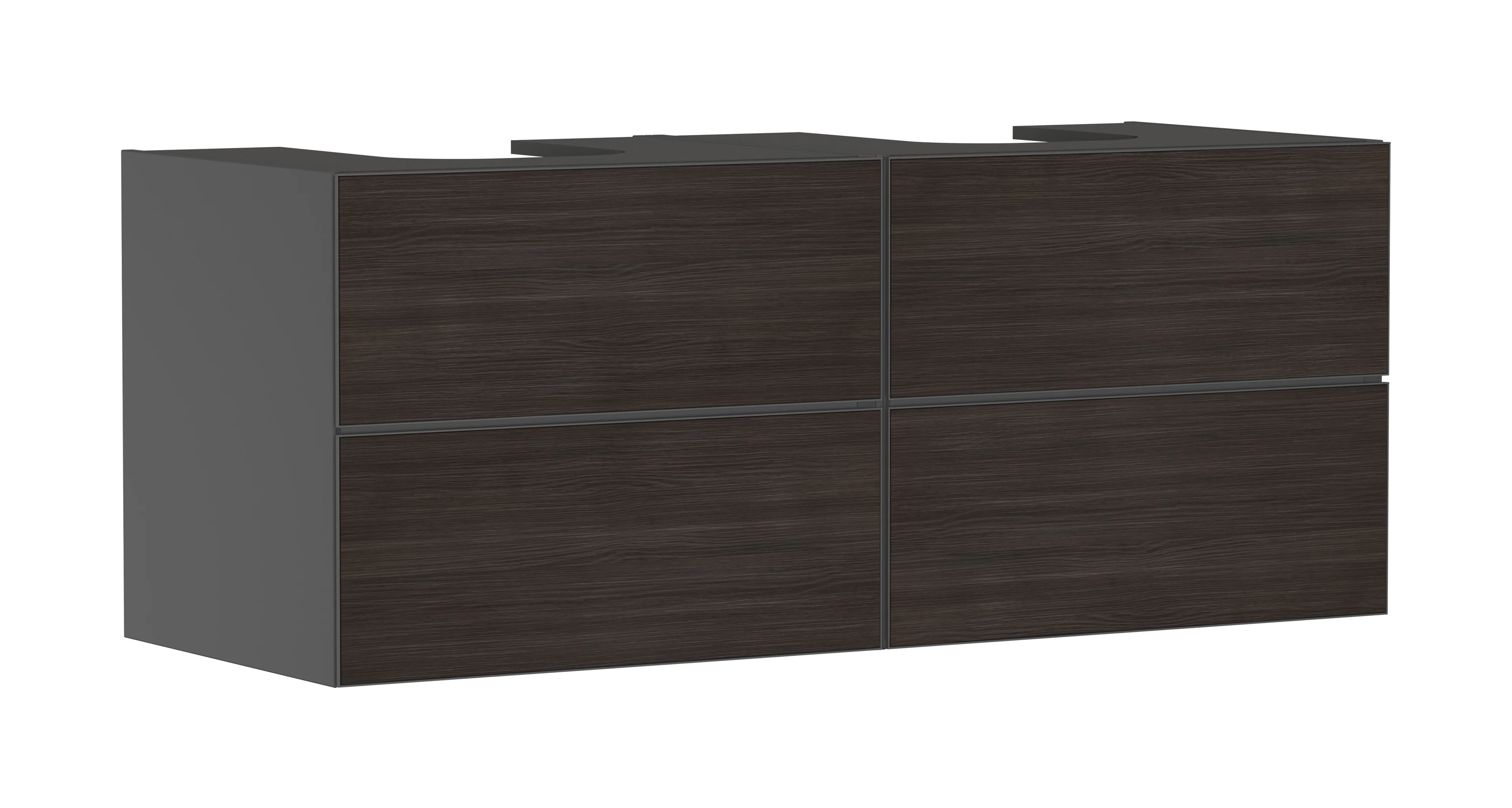 Hansgrohe Xevolos E Waschtischunterschrank Schiefergrau Matt 1370x550 mm mit 4 Schubkästen, grifflos, PushOpen, SoftClose