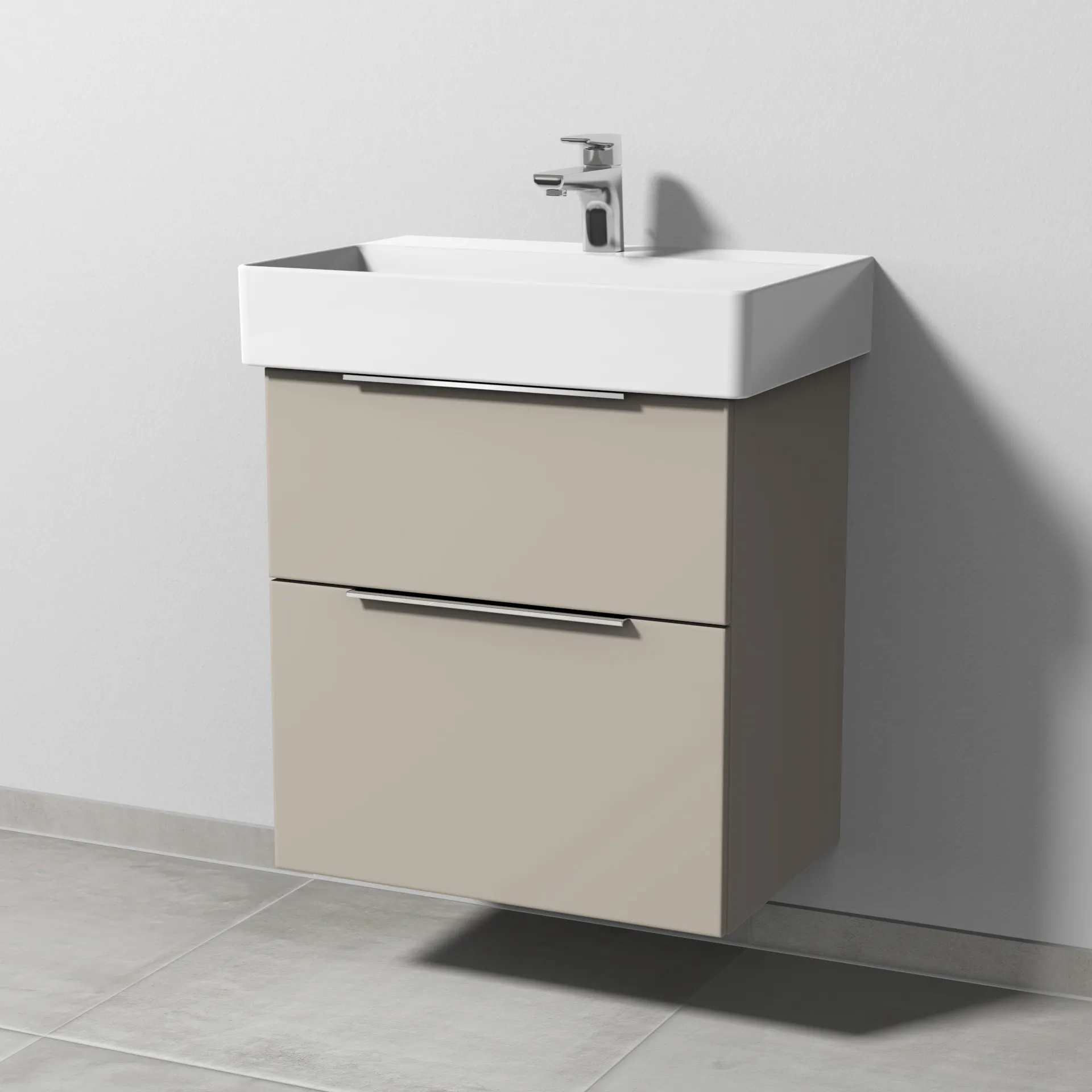 Sanipa Waschtischunterschrank „3way“ passend zu Keramik-Waschtische Dura Square von Duravit 550 × 588 × 377 mm in Kaschmir (matt)