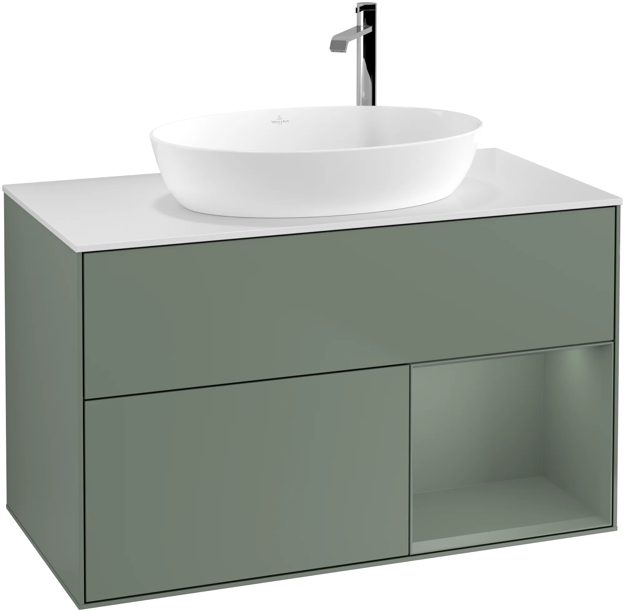Villeroy & Boch Waschtischunterschrank „Finion“ für Schrankwaschtisch 1000 × 603 × 501 mm Olive Matt Lacquer, für Becken mittig, mit Hahnlochbohrung Villeroy & Boch Waschtischunterschrank „Finion“ für Schrankwaschtisch 1000 × 603 × 501 mm Olive Matt Lacquer, für Becken mittig, mit Hahnlochbohrung