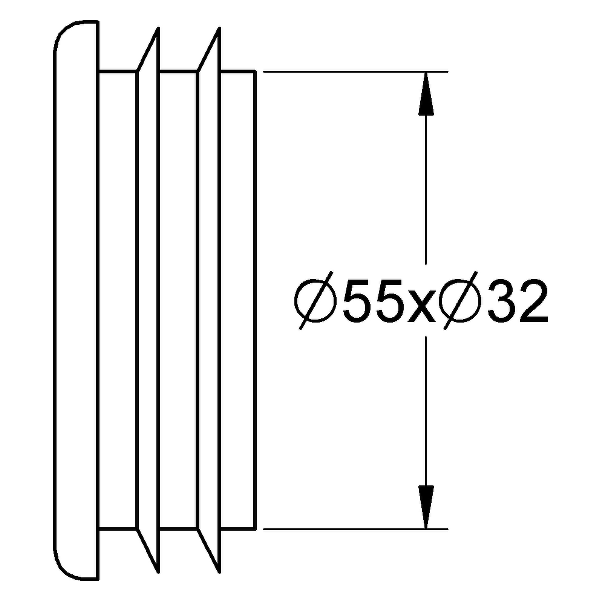 Verbinder 37135, 55 mm, für Druckspüler zu Stand-WC