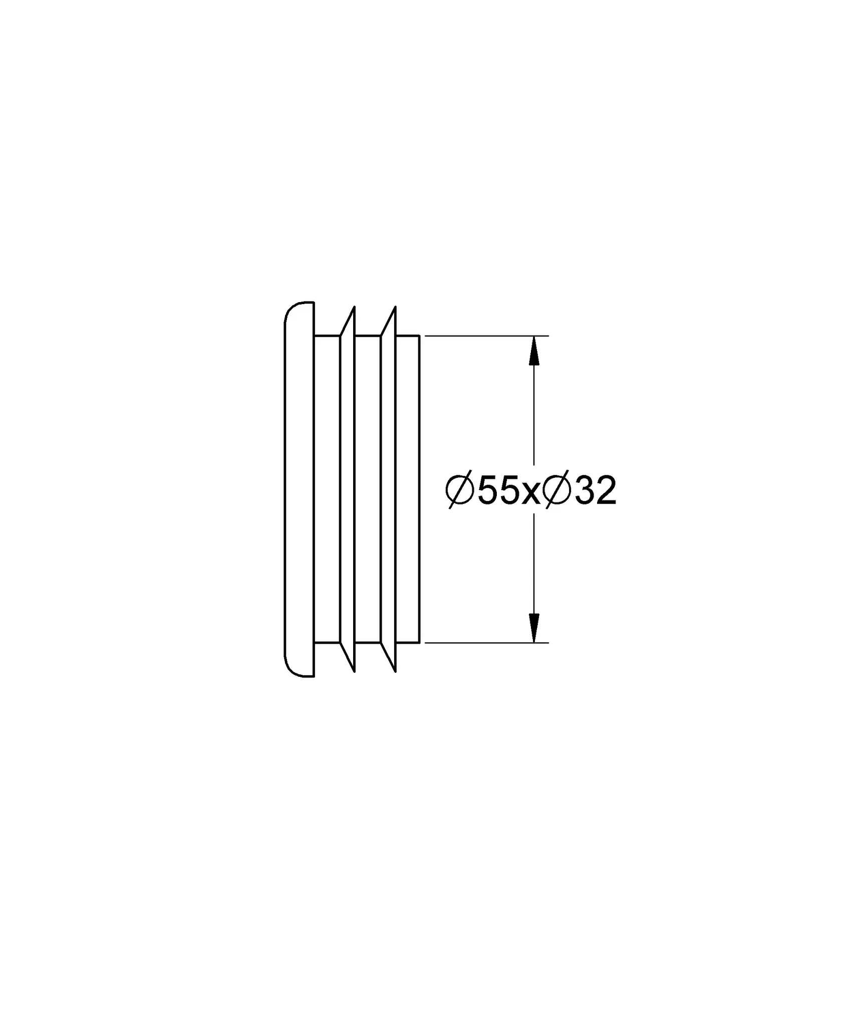 Verbinder 37135, 55 mm, für Druckspüler zu Stand-WC