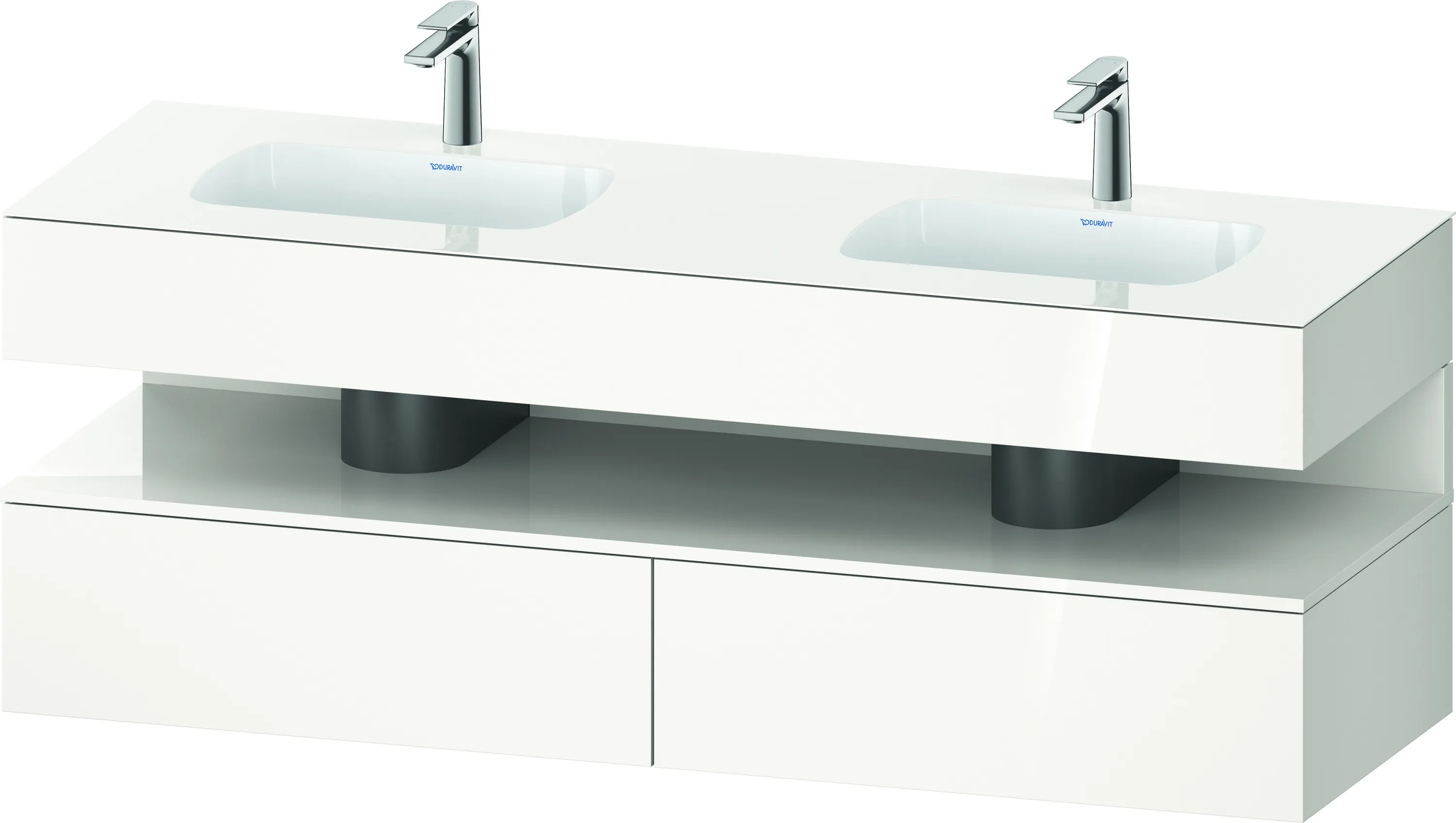 Einbauwaschtisch mit Konsolenwaschtischunterbau „Qatego“ 160 × 55 × 60 cm, ohne Beleuchtung