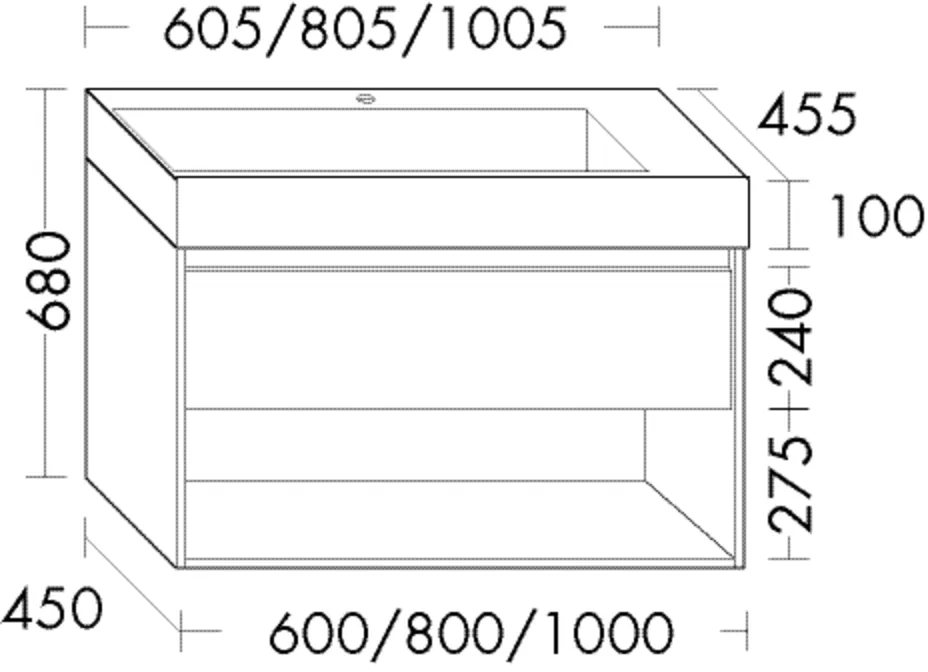 Mineralguss-Waschtisch inkl. Waschtischunterschrank Devio von burgbad – 1005 mm breit, 455 mm tief, 660 mm hoch
