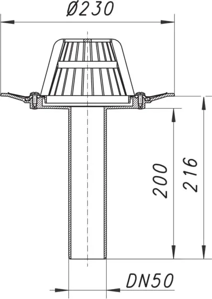 Dachablauf 84 D Schraubflansch, DN 50 Dachablauf 84 D Schraubflansch, DN 50