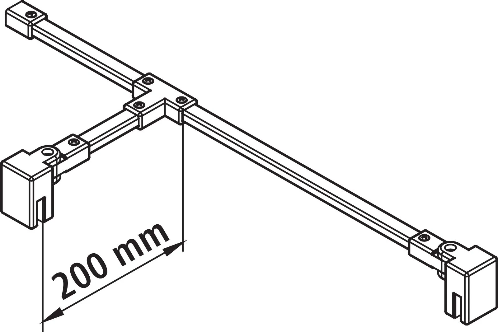 Kermi Duschdesign Stabilisierung „LIGA“ 1200 mm in Silber Hochglanz, Profile Weiß (RAL 9016)