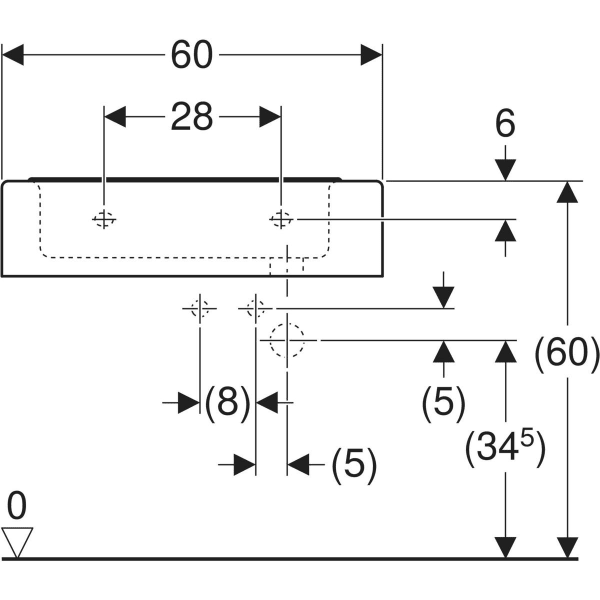 Wandwaschtisch für Kinder „Bambini“, rechteckig 60 × 40 cm in weiß alpin