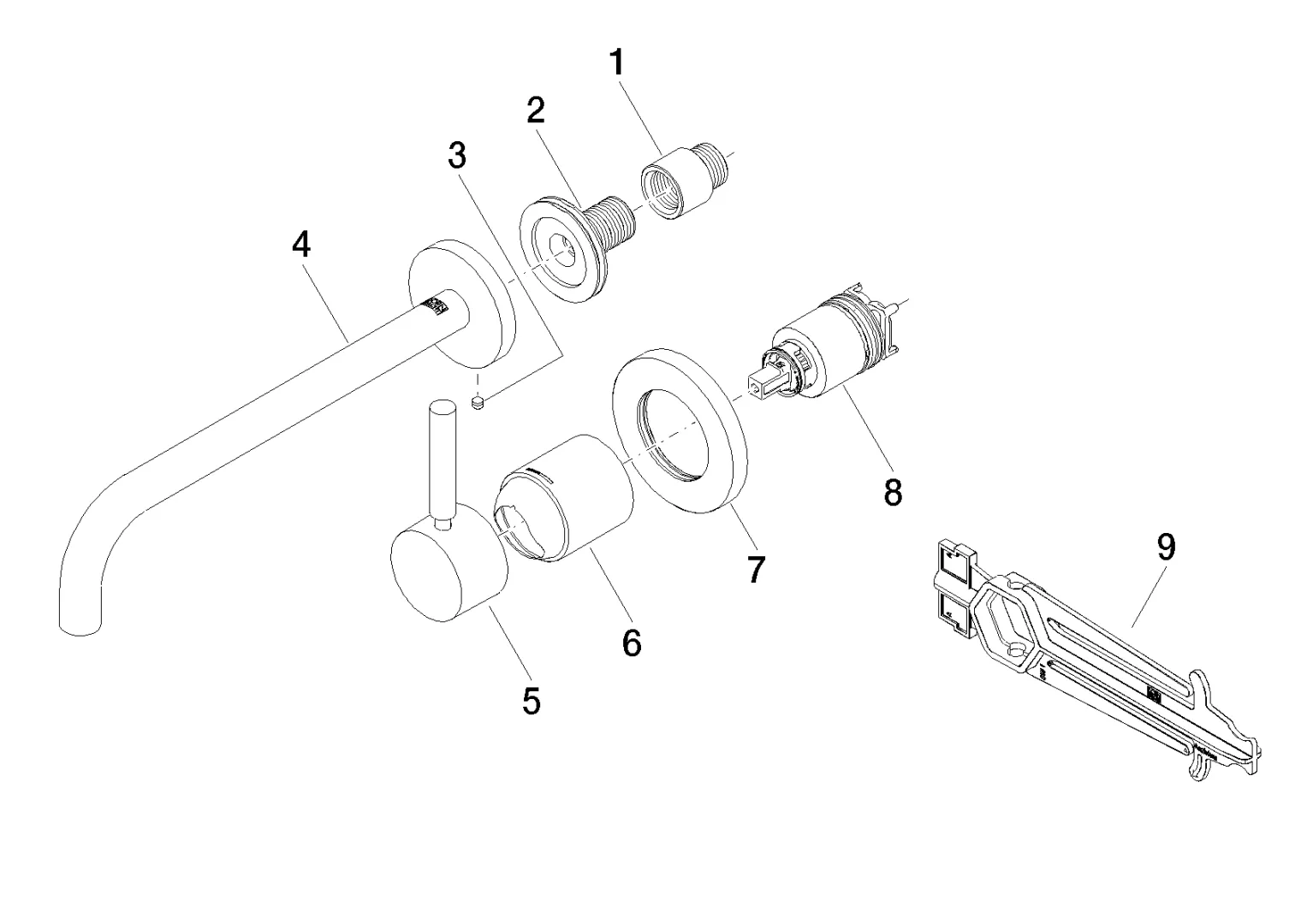 Dornbracht META Waschtisch-Wand-Einhandbatterie mit Einzelrosetten Chrom Dornbracht META Waschtisch-Wand-Einhandbatterie mit Einzelrosetten Chrom