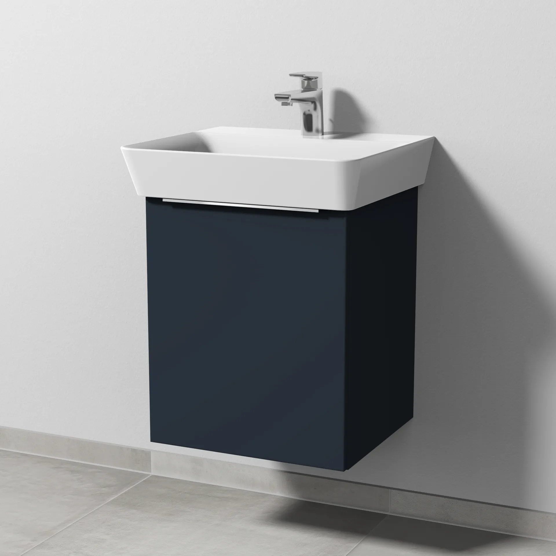 Sanipa Waschtischunterschrank „3way“ passend zu Keramik-Waschtische Connect Air Cube von Ideal Standard 430 × 513 × 392 mm in Marine (matt), Anschlag