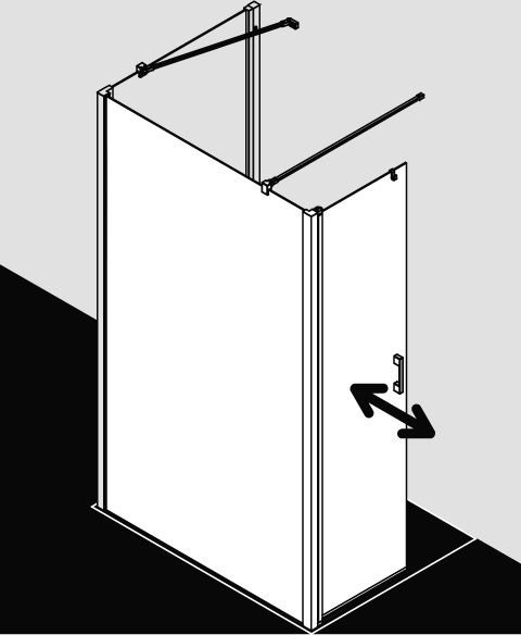 Kermi Duschabtrennung Walk-In WALK-IN Wall mit beweglichem Flügel links „LIGA“ 185 cm Profile Silber Mattglanz,